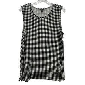 J. Jill Wearever Collection Medium Black White Checkered Sleeveless Tank Top